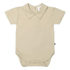Klein Baby Oxford Tan Romper Met Kraag - Korte Mouw - Mt. 50 - Beige