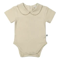 Klein Baby Oxford Tan Romper Met Kraag - Korte Mouw - Mt. 50 - Beige