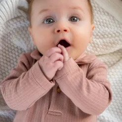 Klein Baby Polo Romper Rib - maat 50 - Fawn