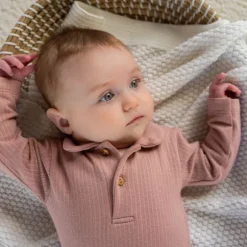 Klein Baby Polo Romper Rib - maat 50 - Fawn