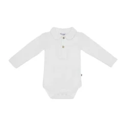 Klein Baby Polo Romper Rib - maat 50 - Natural White