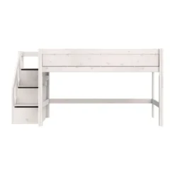 Life Time Halfhoogslaper Premium - White Wash - 120 cm - Met Trapkast