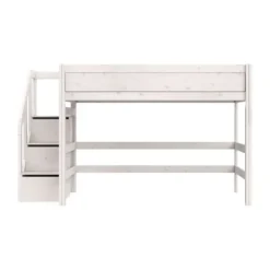 Life Time Hoogslaper Deluxe - White Wash - 152 cm - Met Trapkast