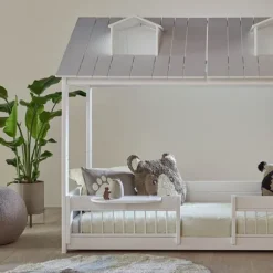LIFETIME Kidsroom Huisbed Beach House 2‑In‑1 - Premium Rolbodem - Wit