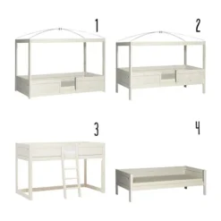 LIFETIME Kidsrooms 4 in 1 Hemelbedcombinatie Luxe Wit Gelakt
