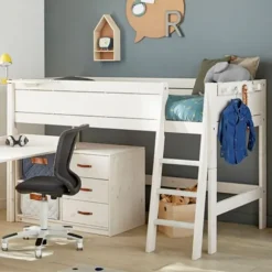 LIFETIME Kidsrooms Halfhoogslaper Rechte Trap Whitewash