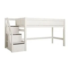 LIFETIME Kidsrooms Halfhoogslaper Met Trapkast Luxe Whitewash