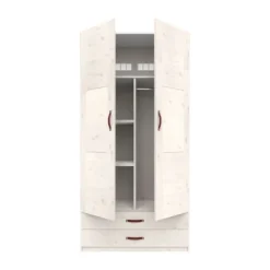LIFETIME Kidsrooms Kledingkast 2-Deurs - 2 Laden - Tussenwand - White Wash