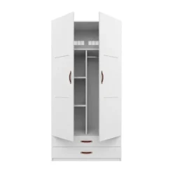LIFETIME Kidsrooms Kledingkast 2-Deurs - 2 Laden - Tussenwand - White Wash