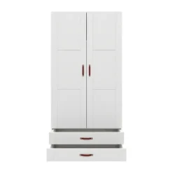LIFETIME Kidsrooms Kledingkast 2-Deurs - 2 Laden - Tussenwand - White Wash
