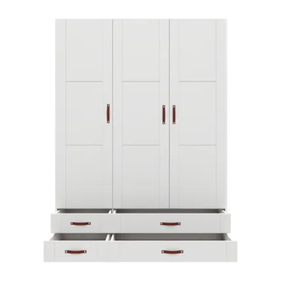 LIFETIME Kidsrooms Kledingkast 3-Deurs - 4 Laden - White Wash