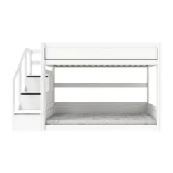 LIFETIME Kidsrooms Laag Stapelbed Met Trapkast -Whitewash - Rolbodem