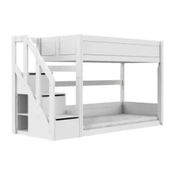 LIFETIME Kidsrooms Stapelbed Laag met Trapkast – 90×200 cm – Premium Rolbodem