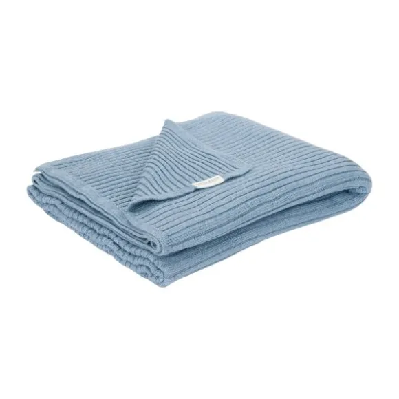 Little Dutch Ledikantdeken Gebreid - Pure Denim Blue - 110x140 cm
