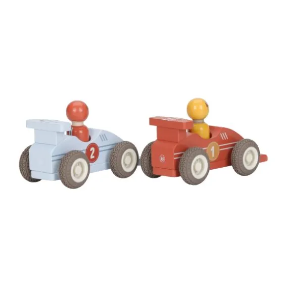 Little Dutch Pullback Racewagens Inclusief Pegdolls – Set van 2 – Hout