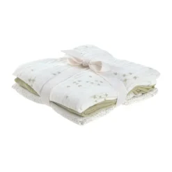 Lässig Swaddle & Burp M Multidoek - GOTS - 3pcs - 60 x 60 cm - Leave Olive / Milky