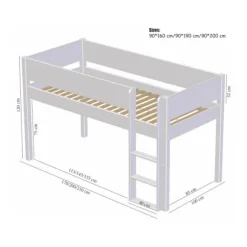 Manis-h Combinatie Halfhoogslaper Met Lattenbodem - DEA - 90x200 cm