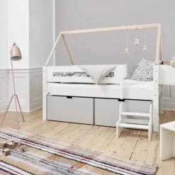 Manis-h Combinatiebed Met Lattenbodem En Hoge Lades - NANNA - 90x200 cm