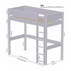Manis-h FENRIS Combi Hoogslaper Met Lattenbodem - 90 x 160 cm