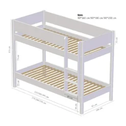 Manis-h FRIGG Stapelbed Met Lattenbodem - 90 x 160 cm