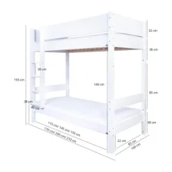 Manis-h MAIA Combinatie Hoog Stapelbed Met Lattenbodem - 90 x 200 cm