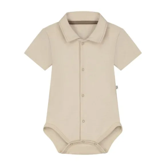 Mats & Merthe Lasse Romper met Korte Mouw - 1 Mnd - Buttermilk
