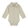 Mats & Merthe Noah Romper Met Kraag Lange Mouw light Brown 3 Mnd