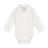 Mats & Merthe Noah Romper Met Kraag Lange Mouw Off White 1 Mnd