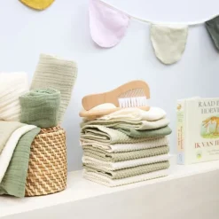 Meyco Baby Popcorn Monddoekjes - 6 Stuks - 30 x 30 cm - Naturel/Soft Sand