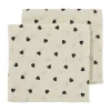 Meyco Baby Sweet Heart Hydrofiele Doeken - 2-Pack - Soft Sand/Black - 70x70 cm