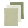 Meyco Baby Uni Washandjes - 3 Stuks - Pre-Washed Hydrofiel - Naturel/Soft Olive/Olive Green