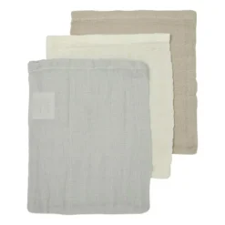 Meyco Hydrofiele Washandjes - 3 stuks - 20x17 cm - Natural / Jeans Blue / Indigo