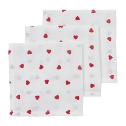 Meyco Sweet Heart Hydrofiele Monddoekjes - 3-Pack - Red