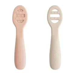 Mushie Baby Lepels 2-Pack - Cambridge Blue/Shifting Sand