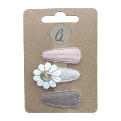 Ootje Kadootje Babyhaarclipjes - Nude / Bloem / Bruin - 3 st