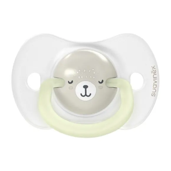Suavinex Fopspeen - Wild & Free SX Pro - 0‑6Mnd - 2 Stuks - Silicone - Grijs Glow In The Dark