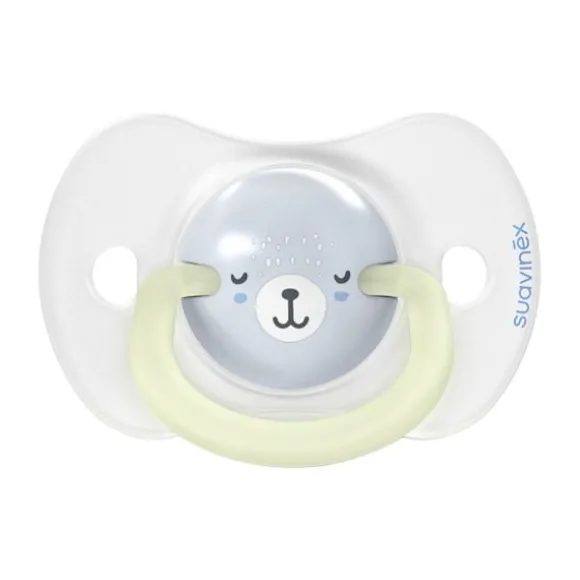 Suavinex Fopspeen - Wild & Free SX Pro - 0‑6Mnd - 2 Stuks - Silicone - Grijs Glow In The Dark