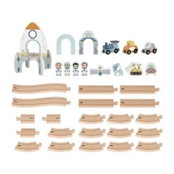 Tooky Toy Treinbaan Met Ruimtestation - Hout