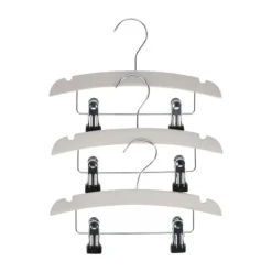 TWF Kledinghanger Met Clips - 3 Stuks - Hout Wit