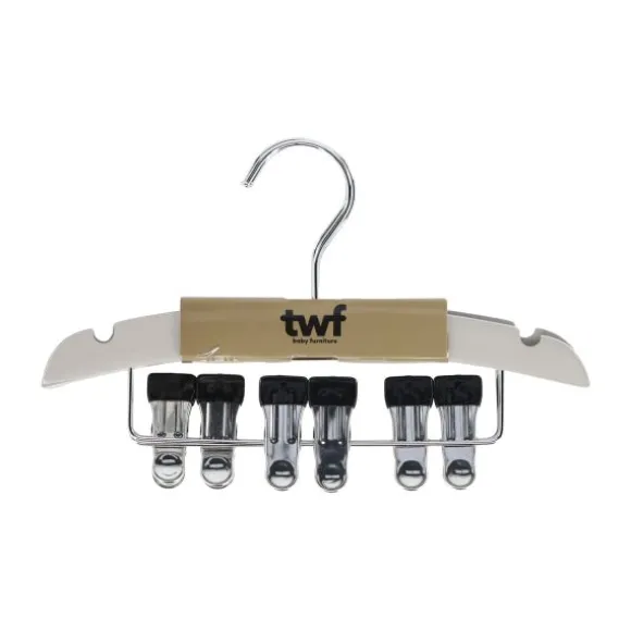 TWF Kledinghanger Met Clips - 3 Stuks - Hout Wit