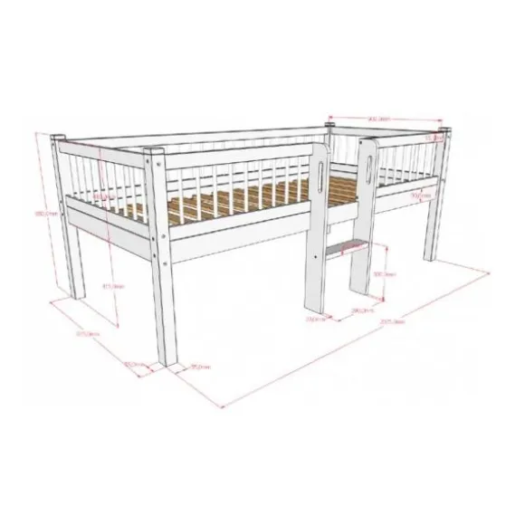 Vipack Forrest Semi - Halfhoogslaper Met Ladder 90x200 cm – Beuk Wit