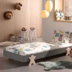 Vipack Modulo Bed 90 x 200 Cm Smiley Grijs