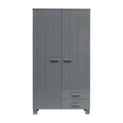Woood Dennis Kledingkast + Laden Steel Grey 2-Deurs